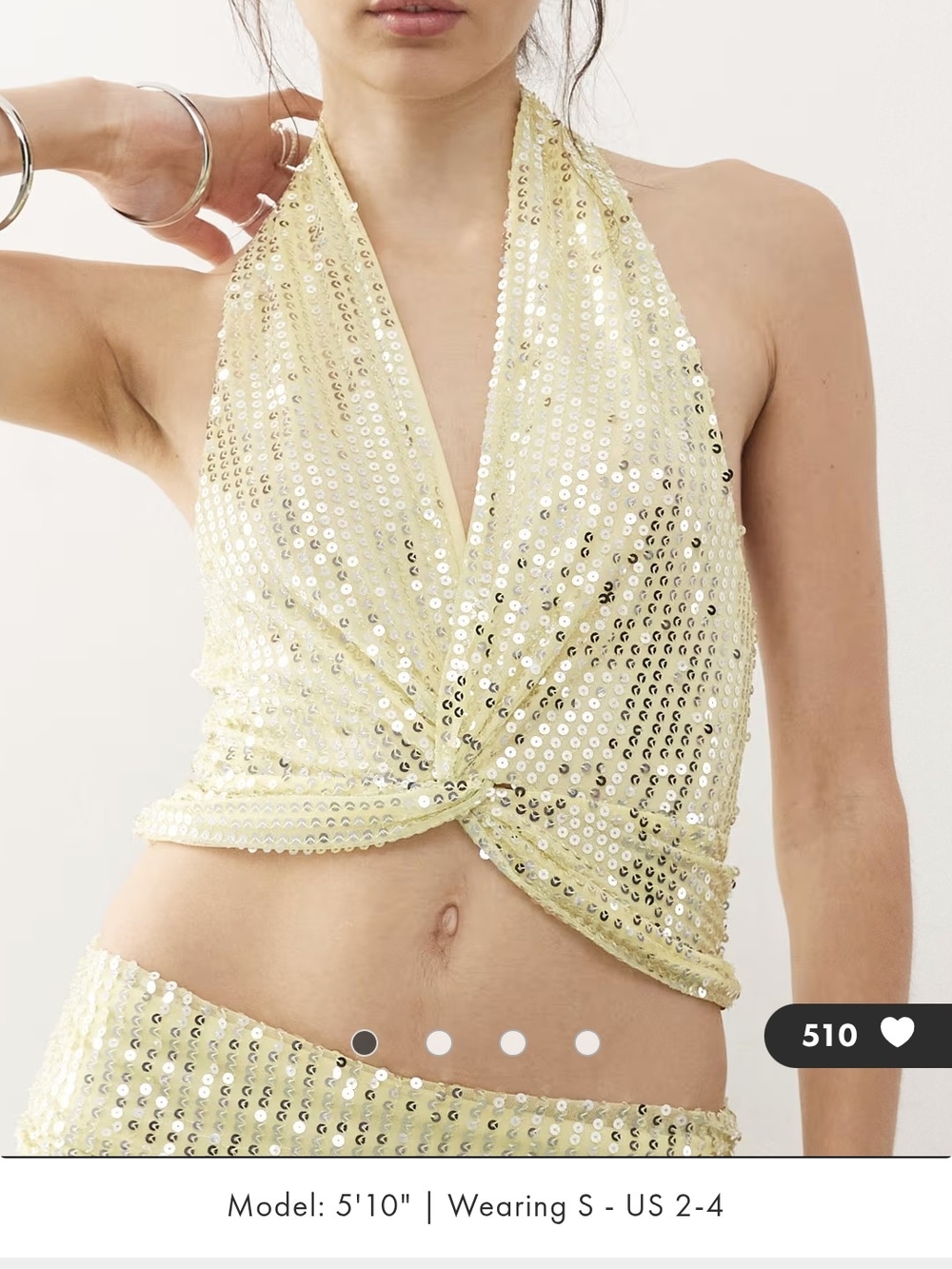 NWT Collusion Sequin Cross Over Halter Top in Pale Yellow